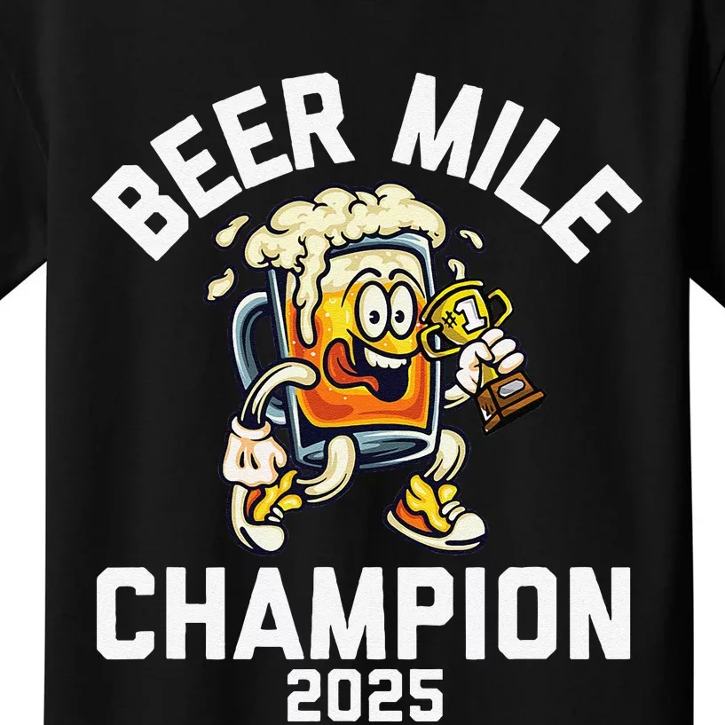 Beer Mile Champion 2025 Funny Race Running Beer Drinking Kids T-Shirt