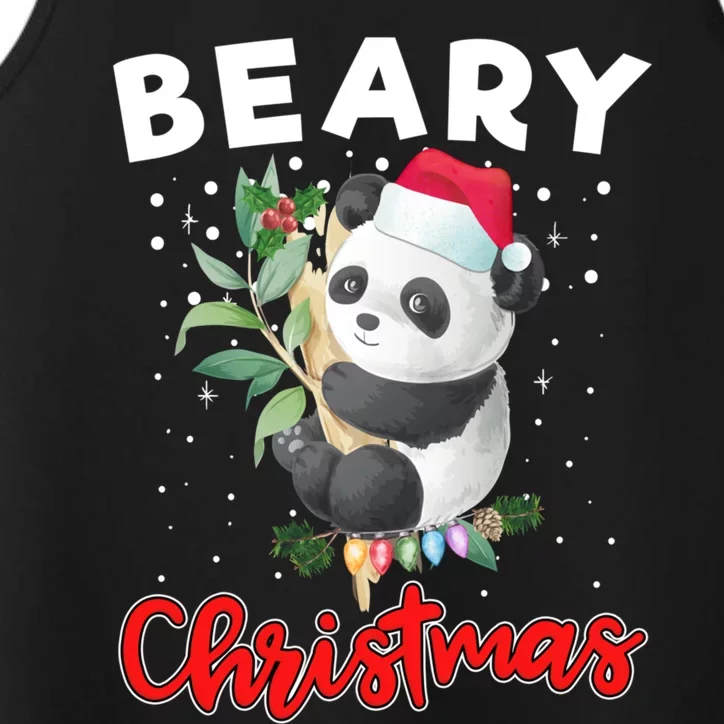 Beary Merry Christmas For Panda Bear Lovers Funny Xmas Gift Performance Tank