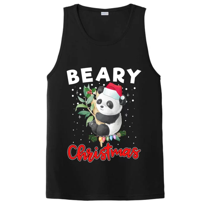 Beary Merry Christmas For Panda Bear Lovers Funny Xmas Gift Performance Tank