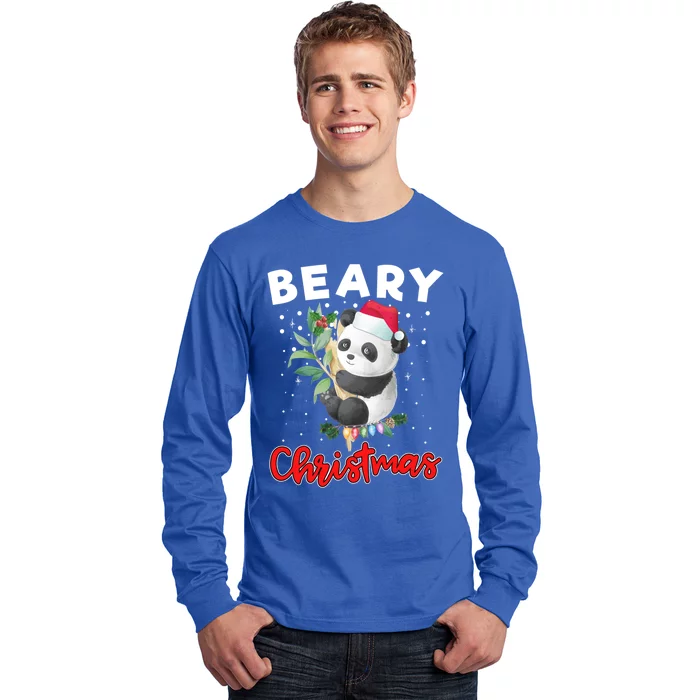 Beary Merry Christmas For Panda Bear Lovers Funny Xmas Gift Long Sleeve Shirt