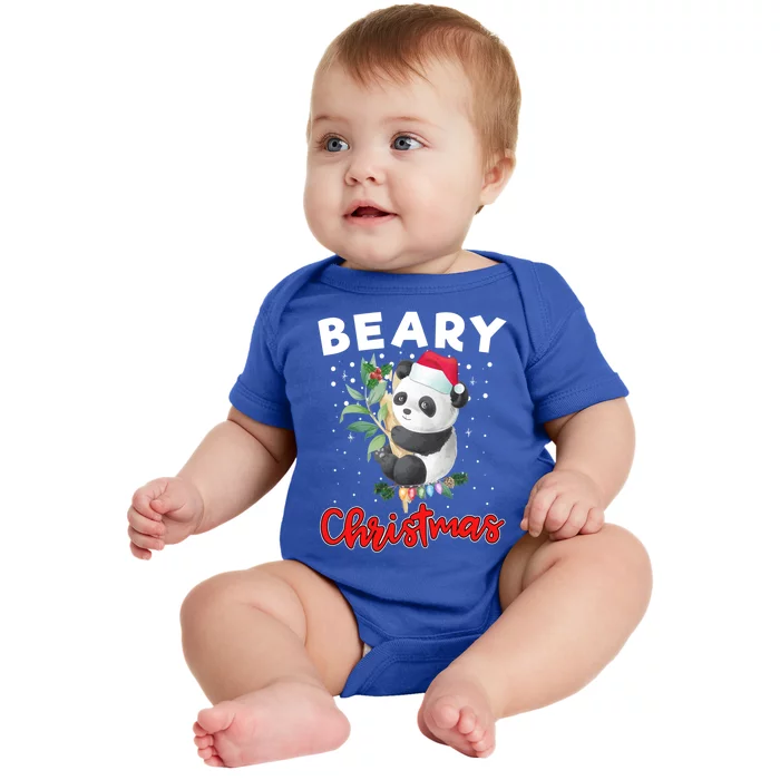 Beary Merry Christmas For Panda Bear Lovers Funny Xmas Gift Baby Bodysuit