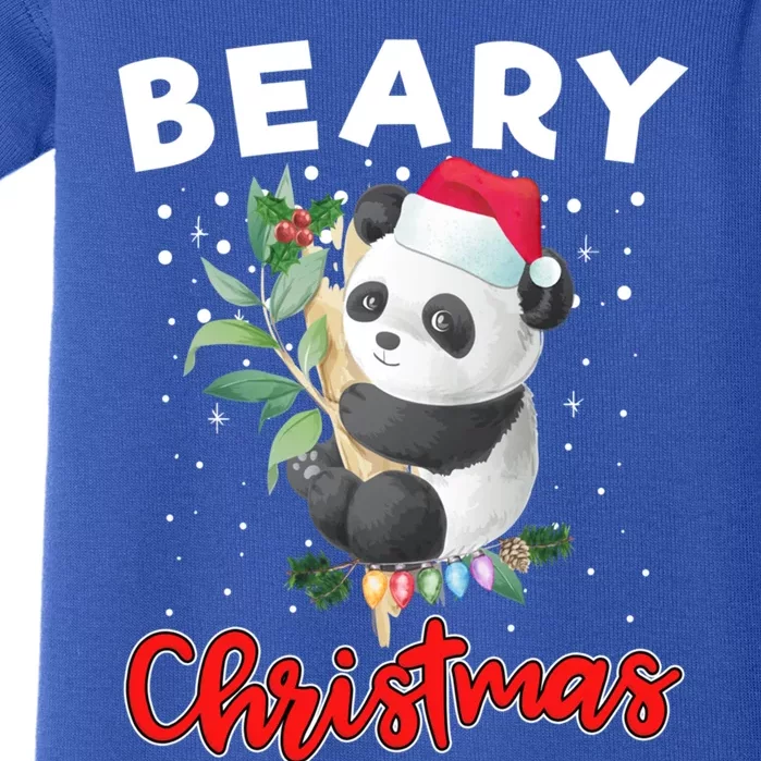 Beary Merry Christmas For Panda Bear Lovers Funny Xmas Gift Baby Bodysuit