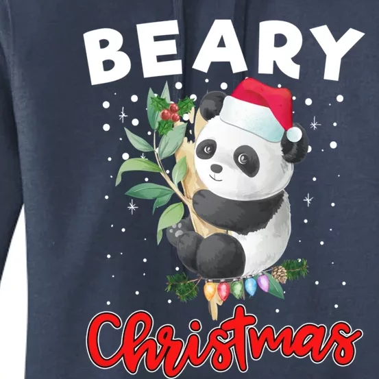 Beary Merry Christmas For Panda Bear Lovers Funny Xmas Gift Women's Pullover Hoodie