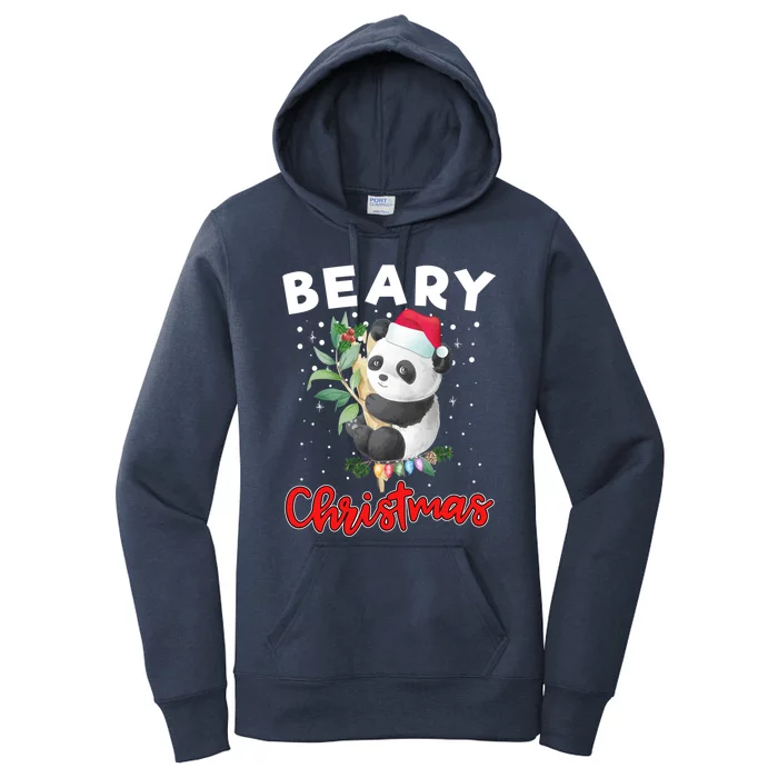 Beary Merry Christmas For Panda Bear Lovers Funny Xmas Gift Women's Pullover Hoodie