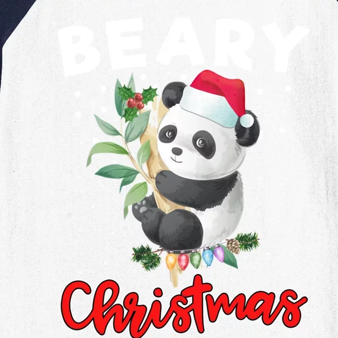 Beary Merry Christmas For Panda Bear Lovers Funny Xmas Gift Baseball Sleeve Shirt