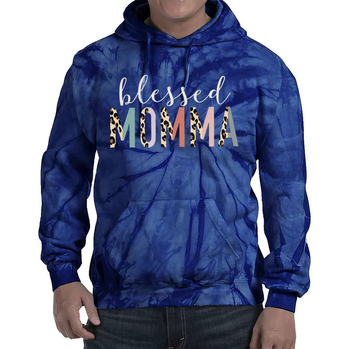 Blessed Momma Cute Leopard Print Tie Dye Hoodie