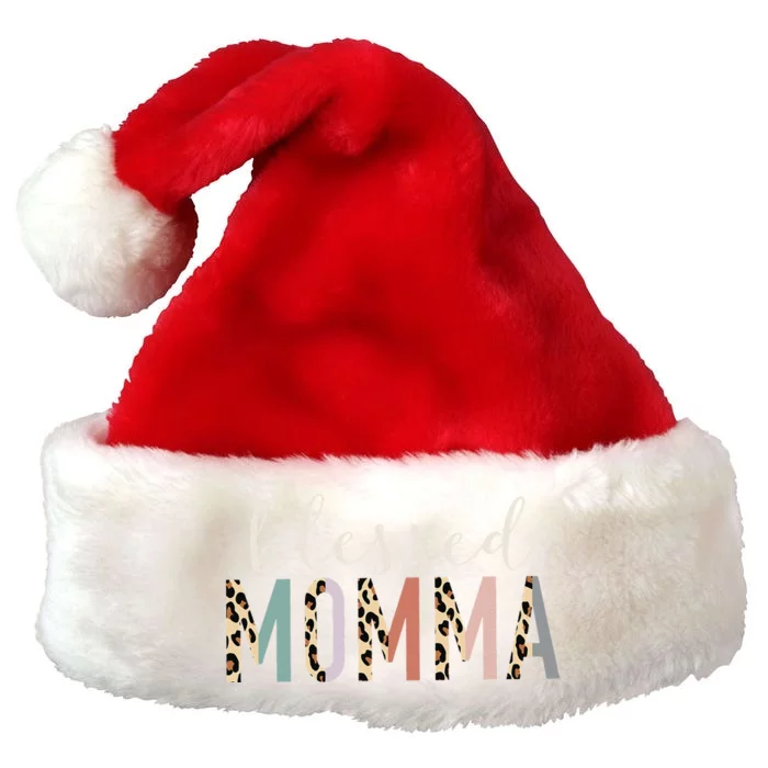 Blessed Momma Cute Leopard Print Premium Christmas Santa Hat