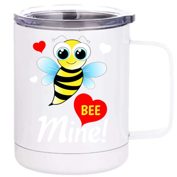 Bee Mine Cute Valentine's Day Pun Gift Teens Gift Front & Back 12oz Stainless Steel Tumbler Cup