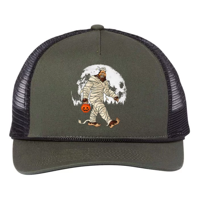 Bigfoot Mummy Costume Moon Halloween Funny Sasquatch DOTD Funny Retro Rope Trucker Hat Cap