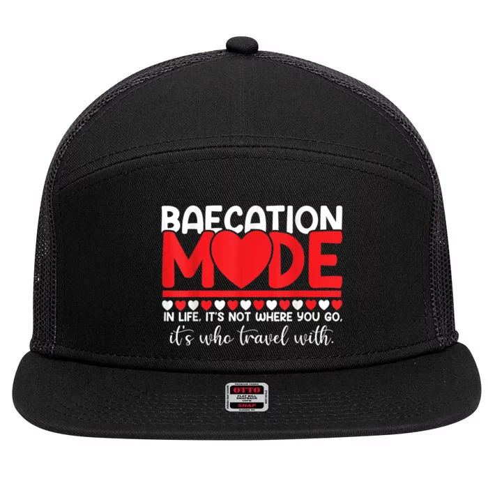 Baecation Mode Couples Vacation Trip Matching Travel Lover 7 Panel Mesh Trucker Snapback Hat