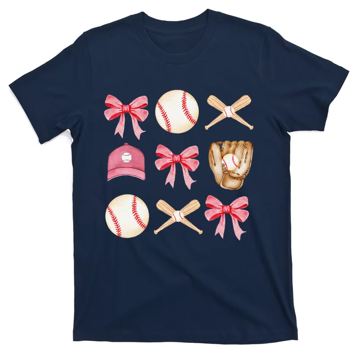 Baseball Mom Coquette Mothers Day Women Baseball Mama T-Shirt