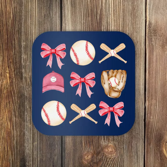 Baseball Mom Coquette Mothers Day Women Baseball Mama Coaster