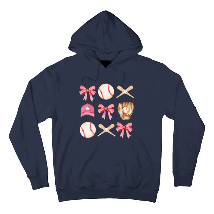 Baseball Mom Coquette Mothers Day Women Baseball Mama Tall Hoodie