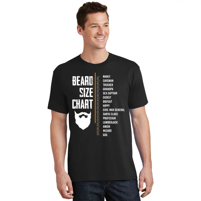 Beard Measurement Chart Beard Length Funny Growth Chart T-Shirt