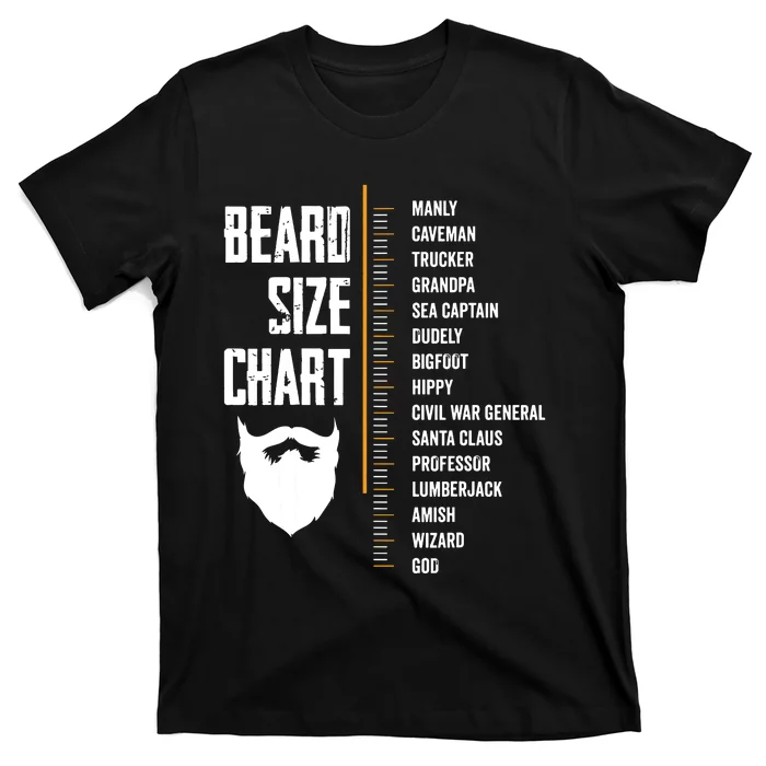 Beard Measurement Chart Beard Length Funny Growth Chart T-Shirt