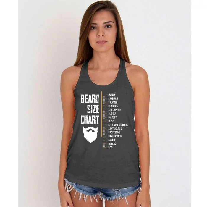 Beard Measurement Chart Beard Length Funny Growth Chart Women's Knotted Racerback Tank