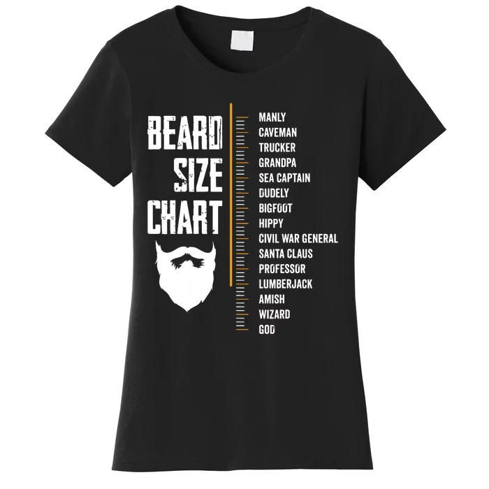 Beard Measurement Chart Beard Length Funny Growth Chart Women's T-Shirt