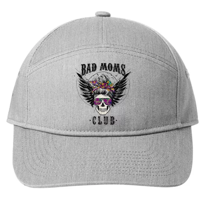 Bad Moms Club Leopard Skull Mom Funny Mom Mother's Day 7-Panel Snapback Hat