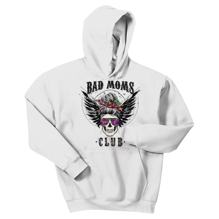 Bad Moms Club Leopard Skull Mom Funny Mom Mother's Day Kids Hoodie