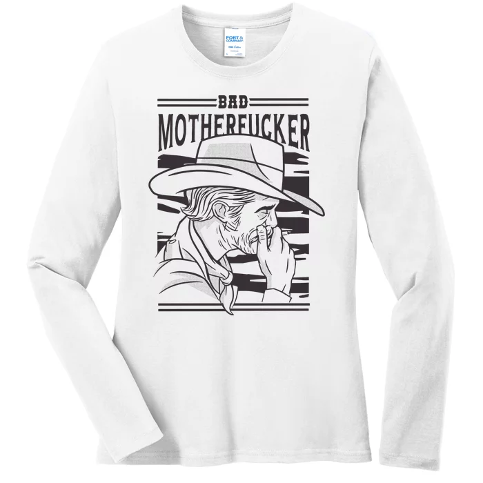 Bad Motherfucker Cowboy Ladies Long Sleeve Shirt