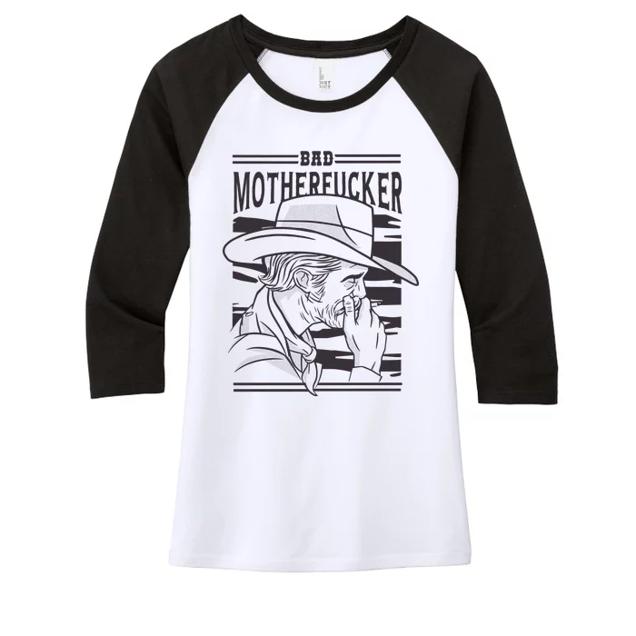 Bad Motherfucker Cowboy Women's Tri-Blend 3/4-Sleeve Raglan Shirt