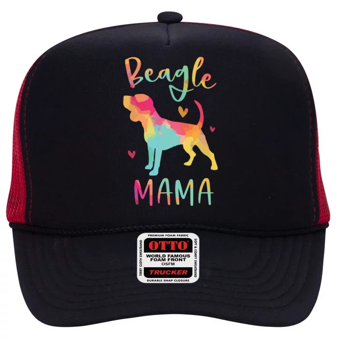 Beagle Mama Colorful Beagle Gifts Dog Mom High Crown Mesh Trucker Hat