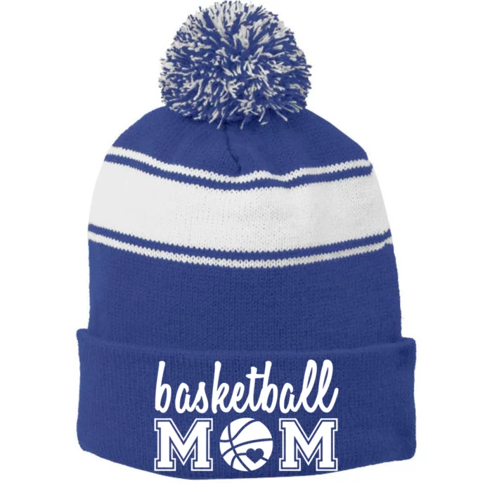 Basketball Mom Cute Top Gift Stripe Pom Pom Beanie