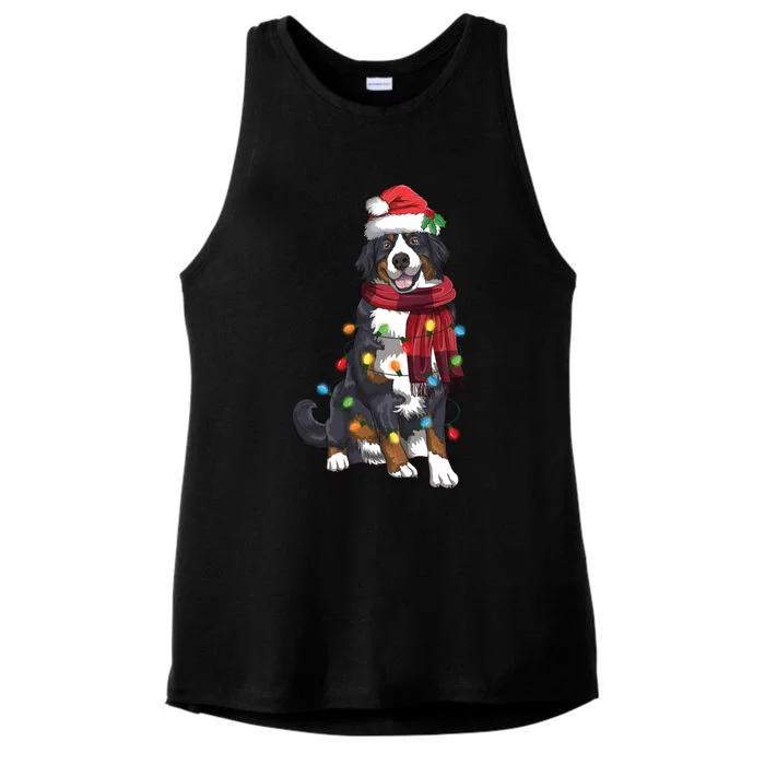 Bernese Mountain Christmas Light Funny Dog Lover Xmas Gift Funny Gift Ladies Tri-Blend Wicking Tank