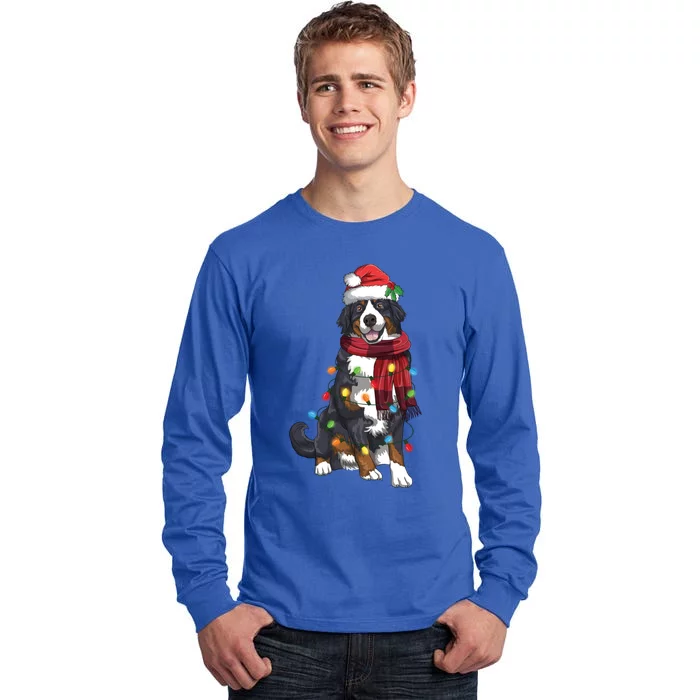 Bernese Mountain Christmas Light Funny Dog Lover Xmas Gift Funny Gift Tall Long Sleeve T-Shirt