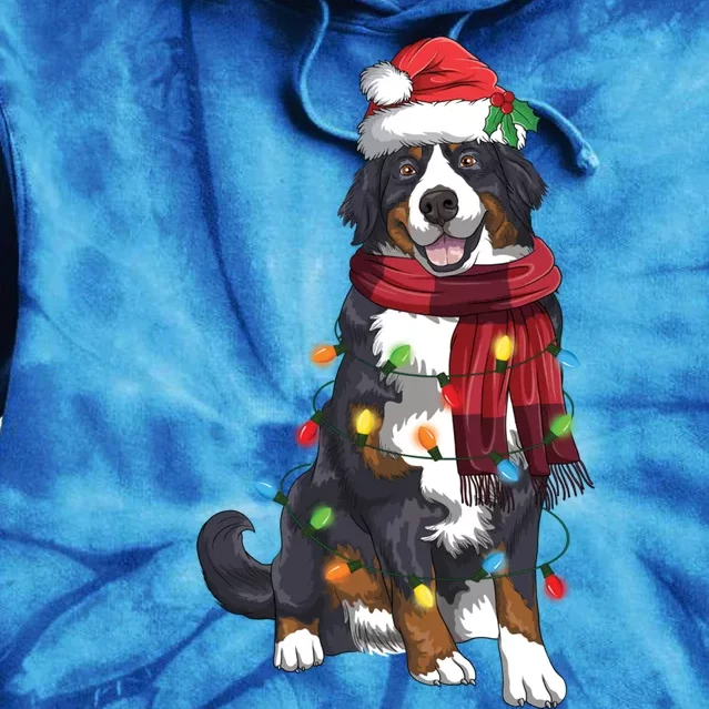 Bernese Mountain Christmas Light Funny Dog Lover Xmas Gift Funny Gift Tie Dye Hoodie