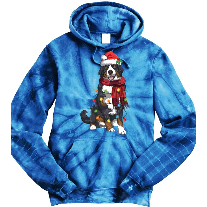 Bernese Mountain Christmas Light Funny Dog Lover Xmas Gift Funny Gift Tie Dye Hoodie