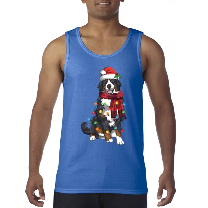 Bernese Mountain Christmas Light Funny Dog Lover Xmas Gift Funny Gift Tank Top