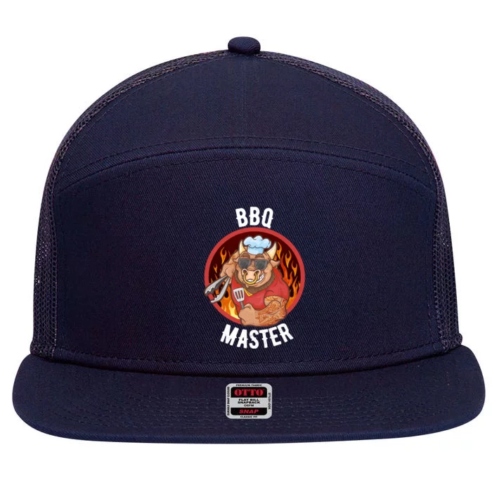 Bbq Master Cool Gift 7 Panel Mesh Trucker Snapback Hat