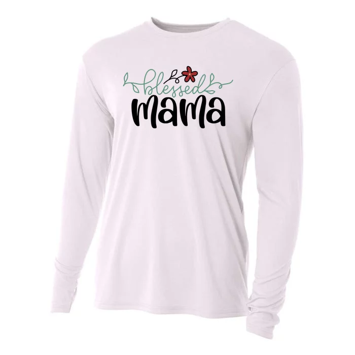 Blessed Mama Cute Gift For Mom Cooling Performance Long Sleeve Crew