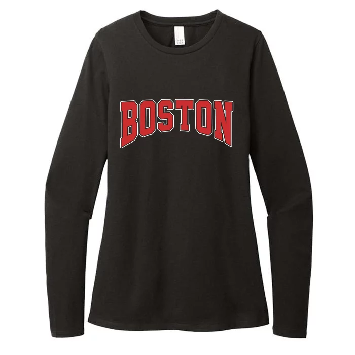 Boston Massachusetts Classic Curve Womens CVC Long Sleeve Shirt