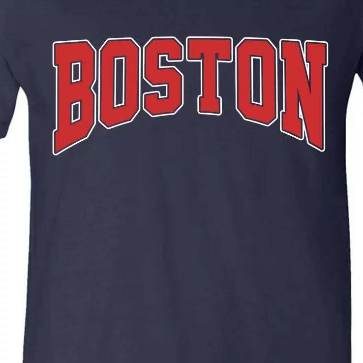 Boston Massachusetts Classic Curve V-Neck T-Shirt