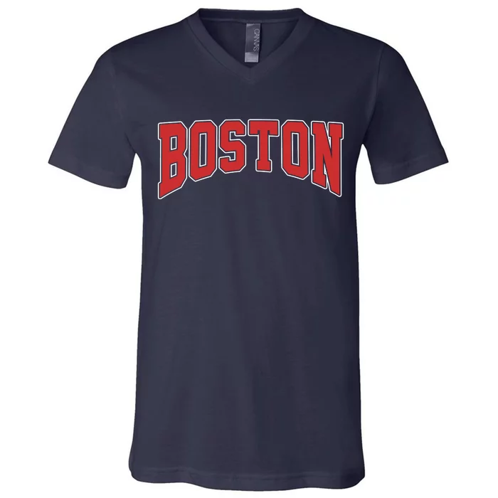 Boston Massachusetts Classic Curve V-Neck T-Shirt