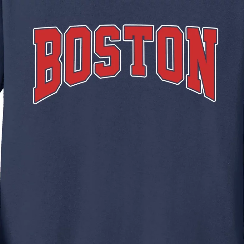 Boston Massachusetts Classic Curve Kids Long Sleeve Shirt