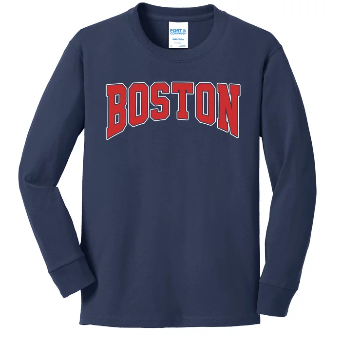 Boston Massachusetts Classic Curve Kids Long Sleeve Shirt