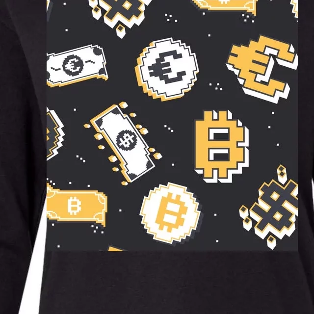 Bitcoin Money Currency Pixel Womens Cotton Relaxed Long Sleeve T-Shirt