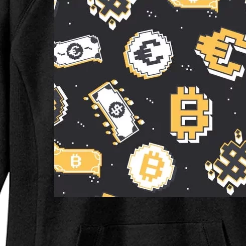 Bitcoin Money Currency Pixel Women's Fleece Hoodie