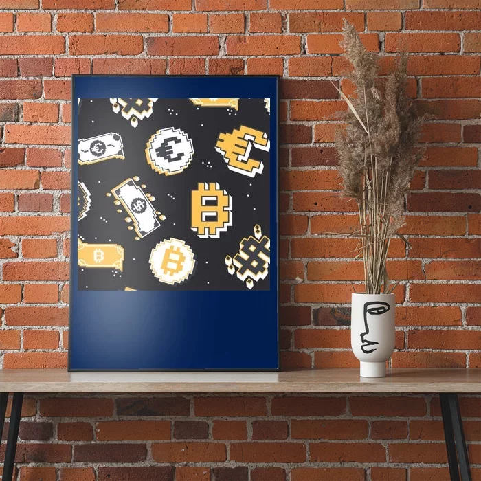 Bitcoin Money Currency Pixel Poster