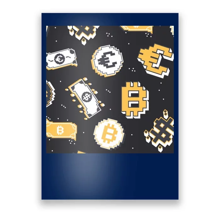 Bitcoin Money Currency Pixel Poster