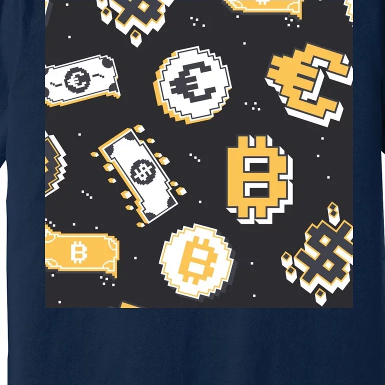 Bitcoin Money Currency Pixel Premium T-Shirt