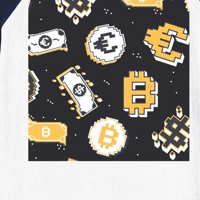 Bitcoin Money Currency Pixel Baseball Sleeve Shirt