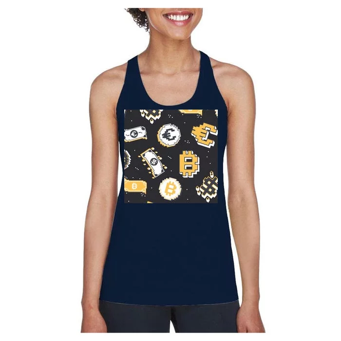 Bitcoin Money Currency Pixel Women's Racerback Tank