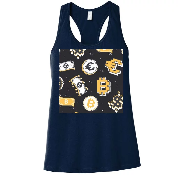 Bitcoin Money Currency Pixel Women's Racerback Tank