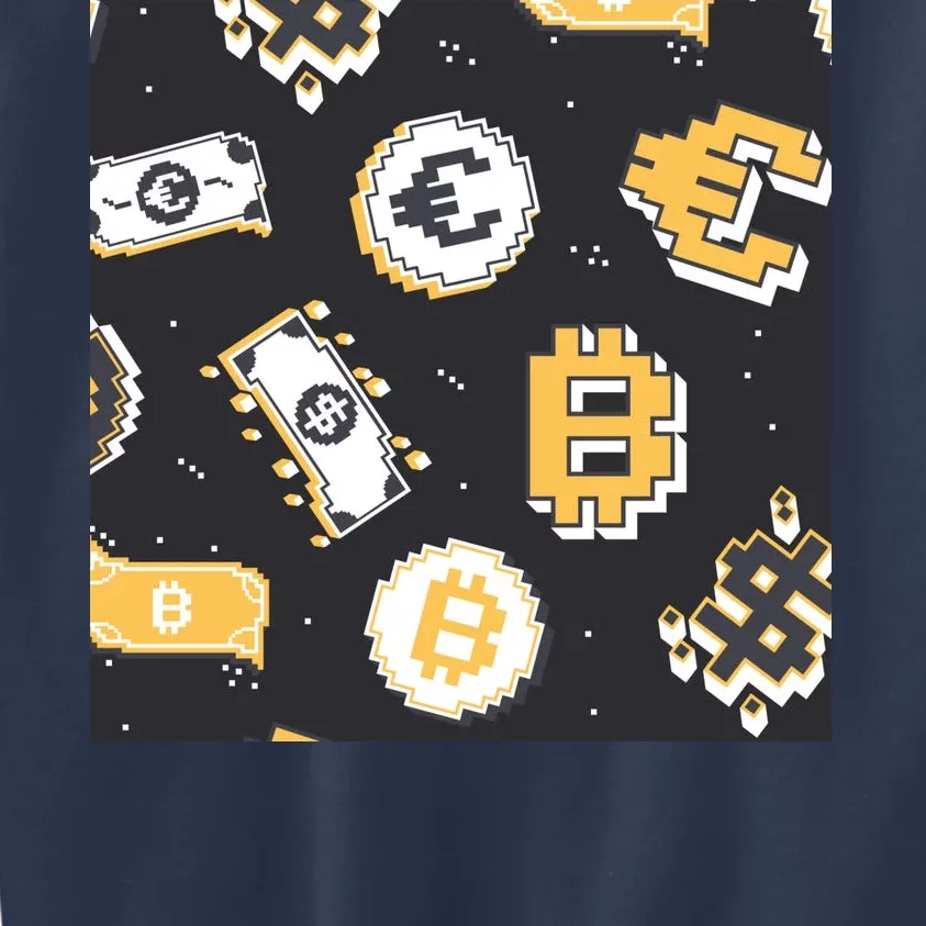 Bitcoin Money Currency Pixel Kids Sweatshirt