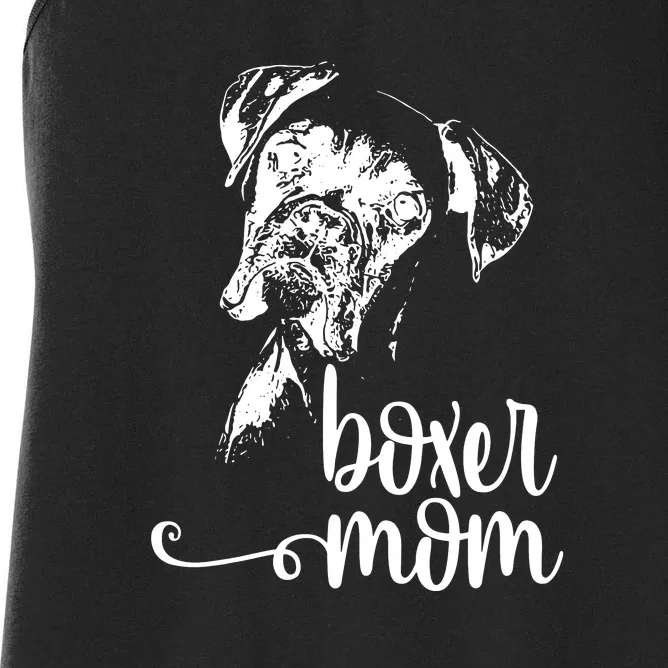 BOXER MOM DOG FACE SHIRT DOG LOVERS BOXER MOM GIFT Women's Racerback Tank