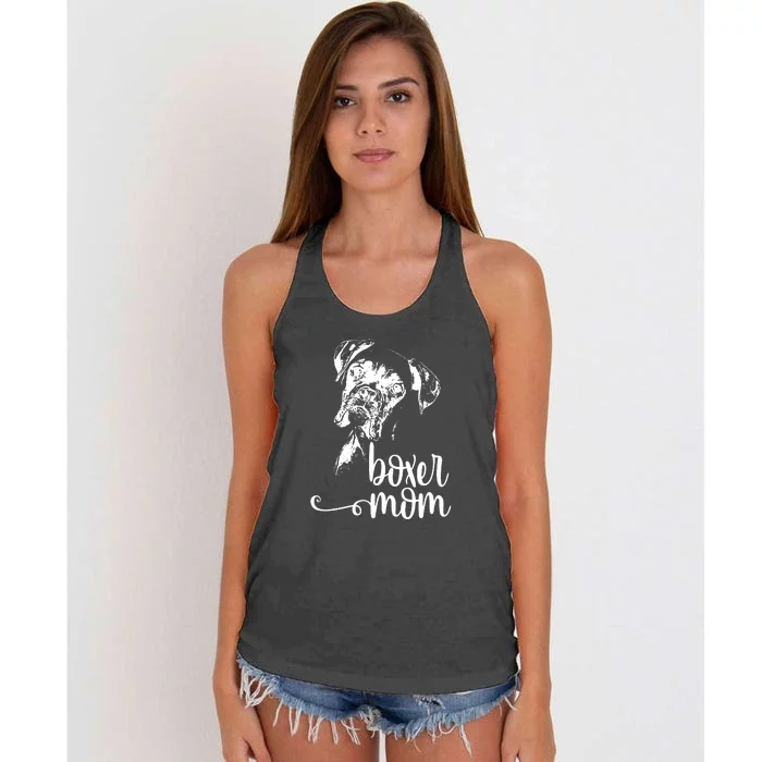 BOXER MOM DOG FACE SHIRT DOG LOVERS BOXER MOM GIFT Women's Knotted Racerback Tank